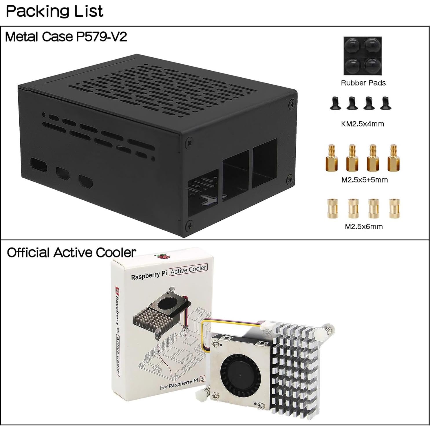 Caja Metal PCIe Geekworm P579-V2 para Raspberry Pi 5