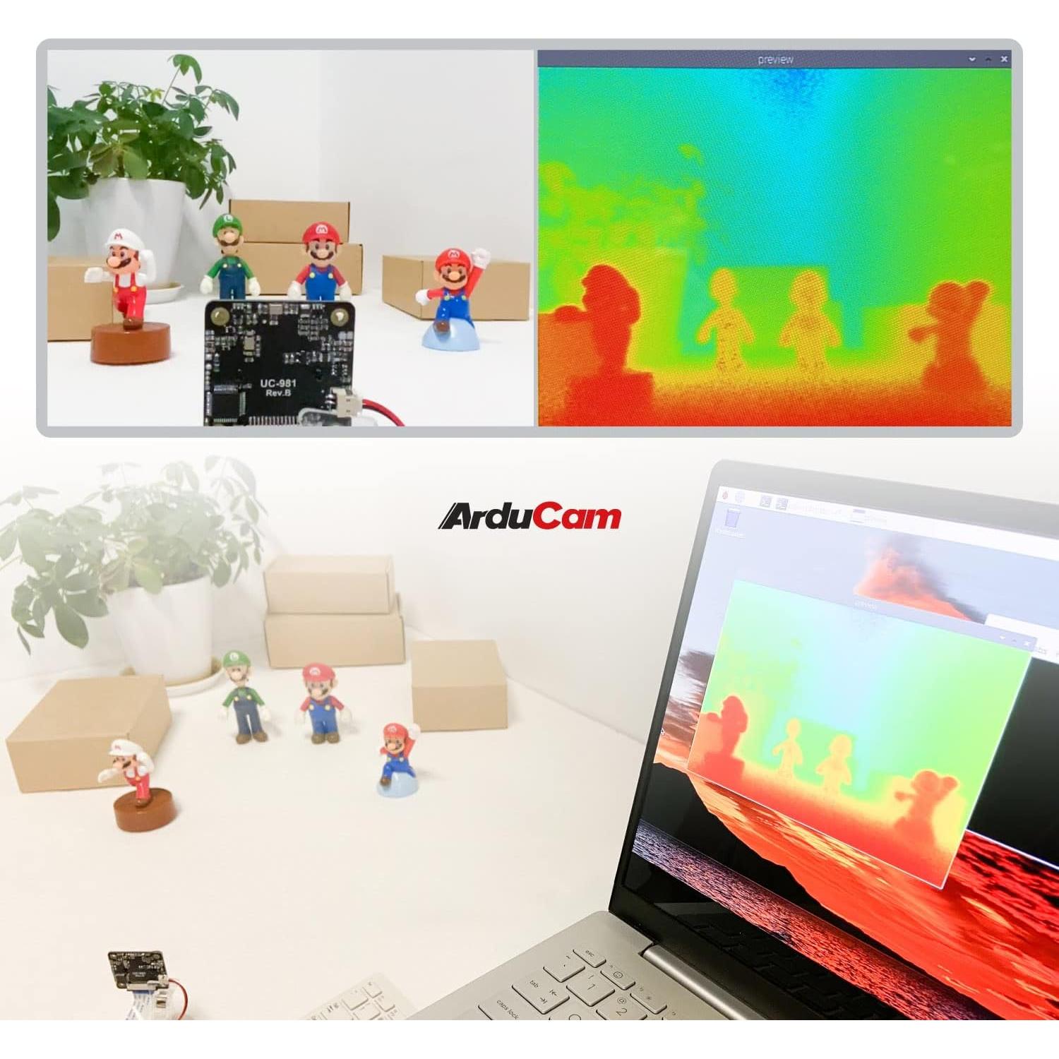 Cámara ToF Arducam 0.43MP con estuche para Raspberry Pi