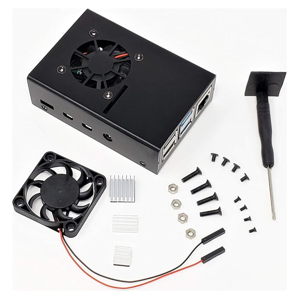 Funda de aluminio Micro Connectors para Raspberry Pi 4 B con ventilador