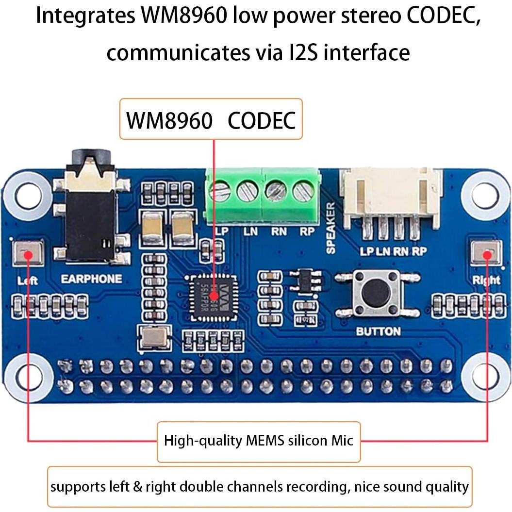 Tarjeta de Sonido HAT WM8960 para Raspberry Pi - Hi-Fi