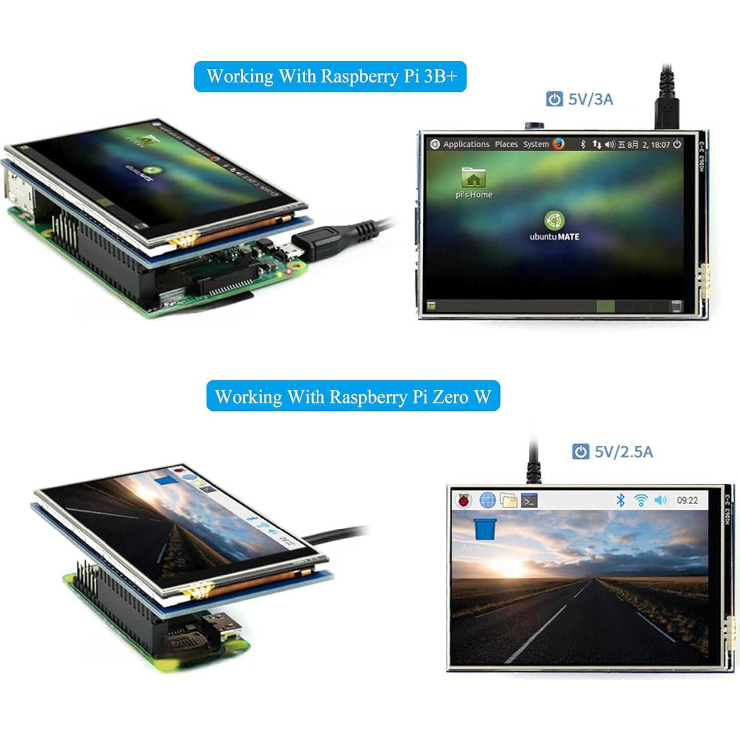 Pantalla Táctil 3.5" UeeKKoo 480x320 IPS para Raspberry Pi