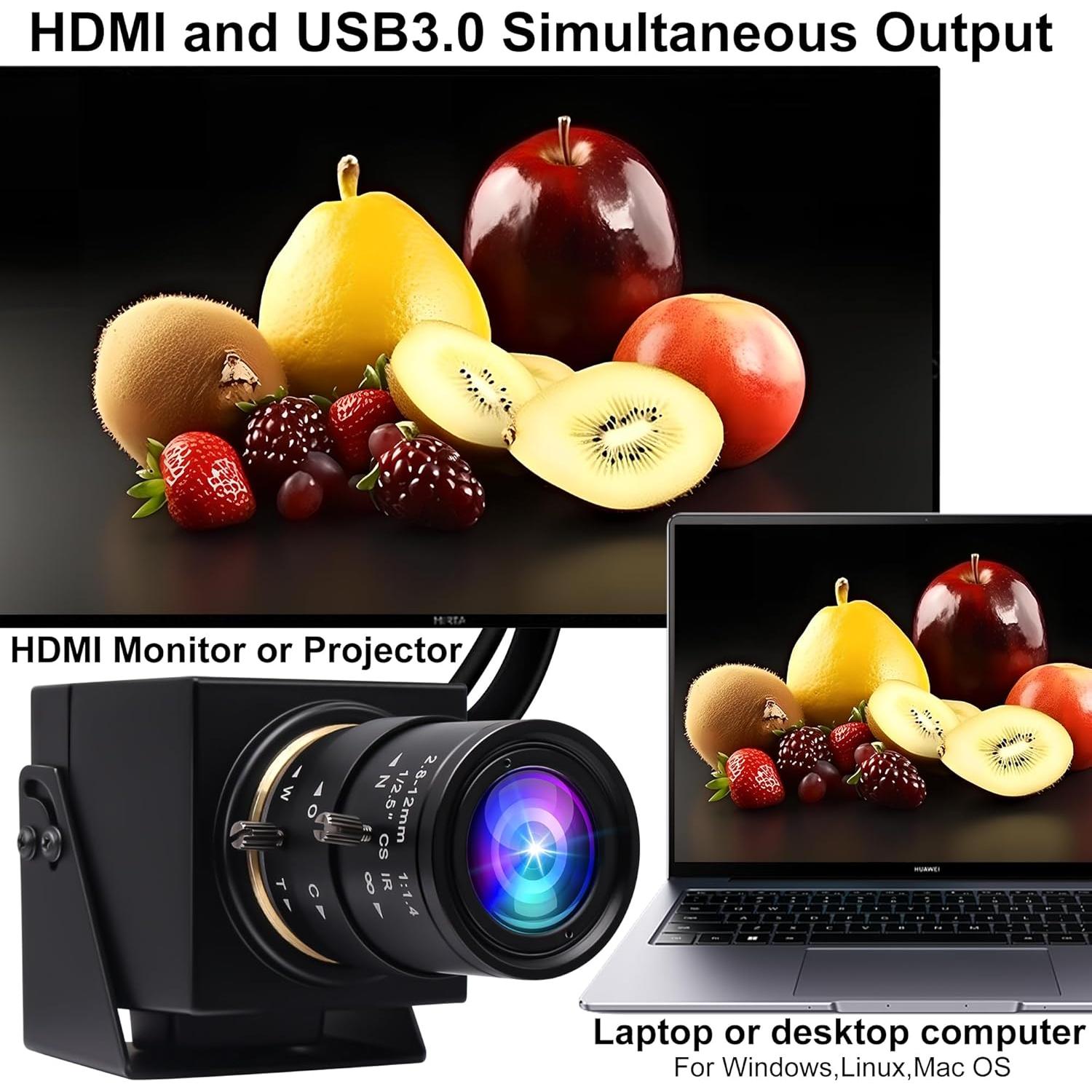 Cámara HDMI USB 4K 60fps IEights 2.8-12mm Zoom Mini