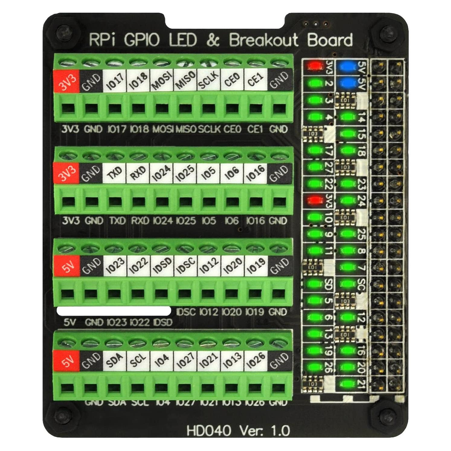 Bloque de terminales LED GPIO 5V/3.3V para Raspberry Pi