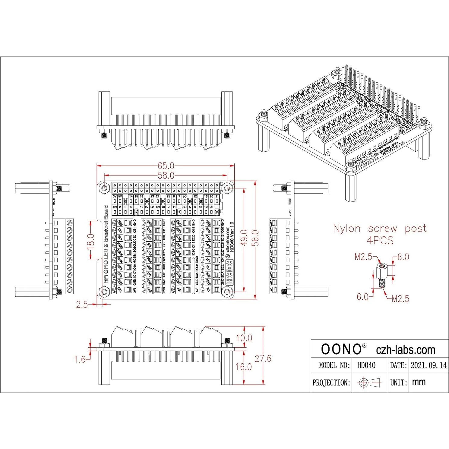 Bloque de terminales LED GPIO 5V/3.3V para Raspberry Pi