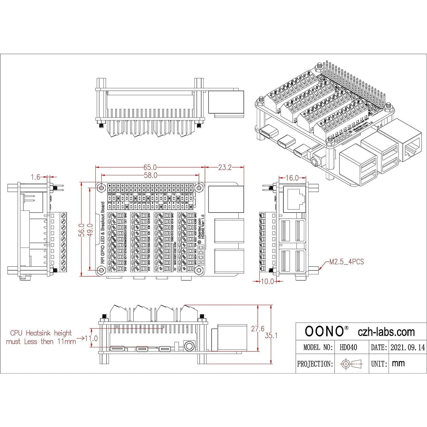 Bloque de terminales LED GPIO 5V/3.3V para Raspberry Pi