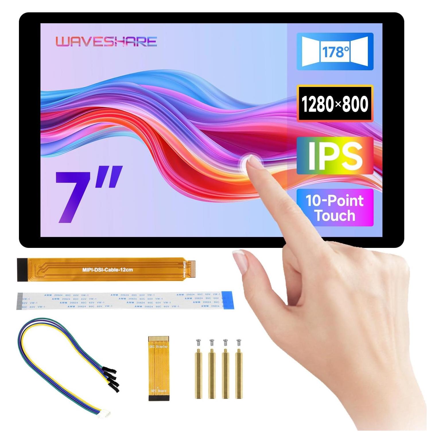 Pantalla Táctil DSI 7" Waveshare 1280x800 IPS para Raspberry Pi