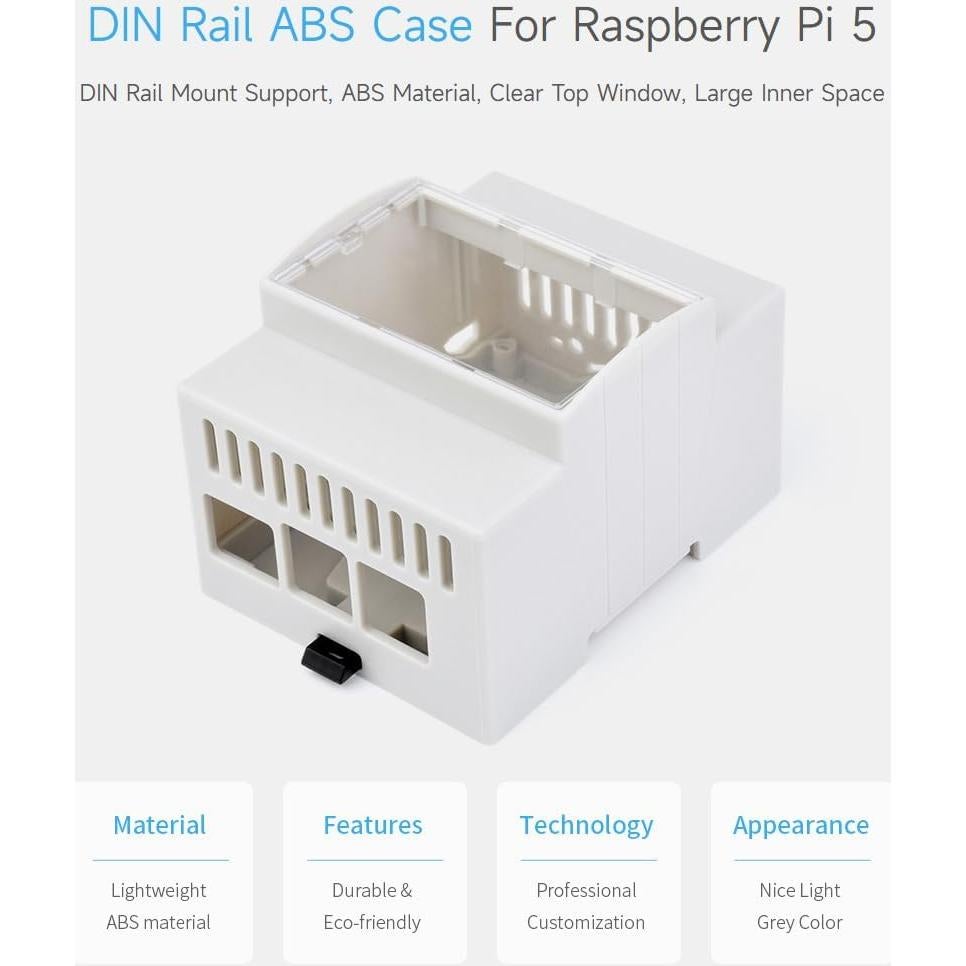 Caja ABS para riel DIN Waveshare para Raspberry Pi 5