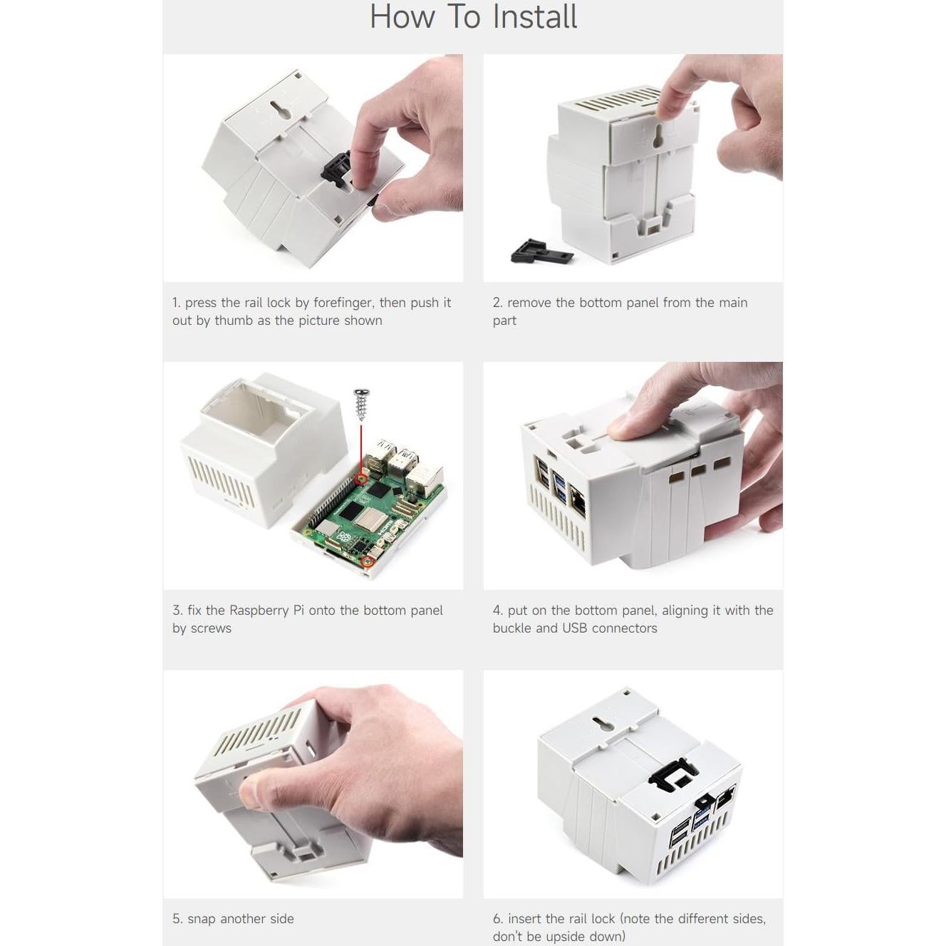 Caja ABS para riel DIN Waveshare para Raspberry Pi 5