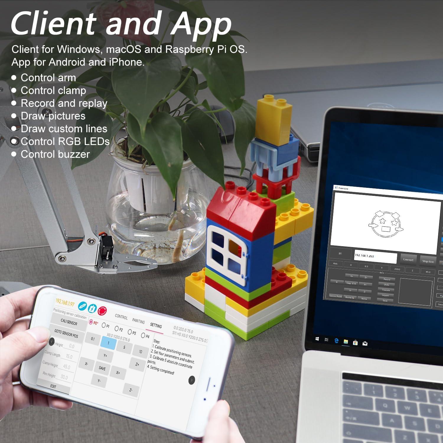 Kit Brazo Robot Freenove para Raspberry Pi 5/4B/3B+ - Metal