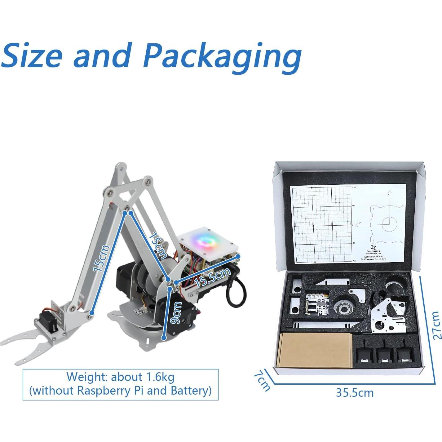 Kit Brazo Robot Freenove para Raspberry Pi 5/4B/3B+ - Metal