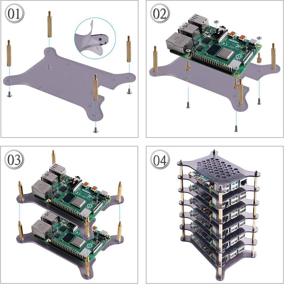 Caja Clúster 6 Capas GeeekPi para Raspberry Pi 4/3/2 Marrón