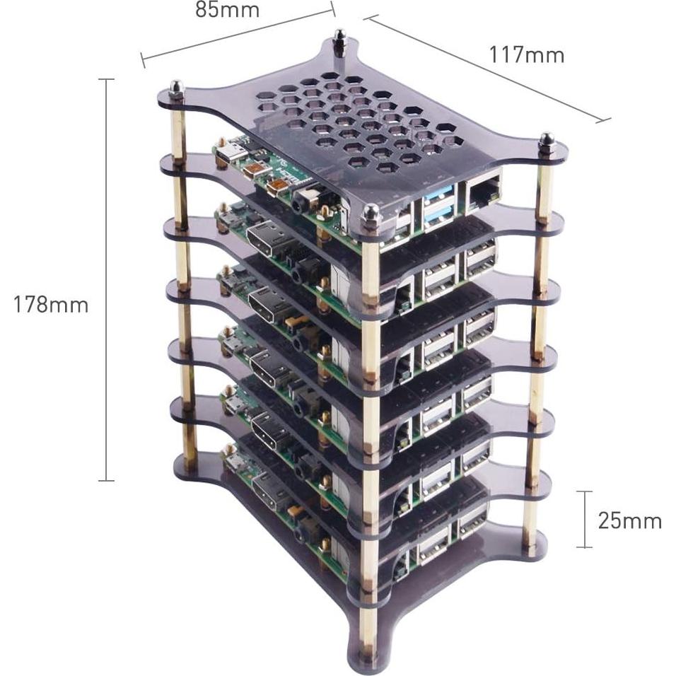 Caja Clúster 6 Capas GeeekPi para Raspberry Pi 4/3/2 Marrón