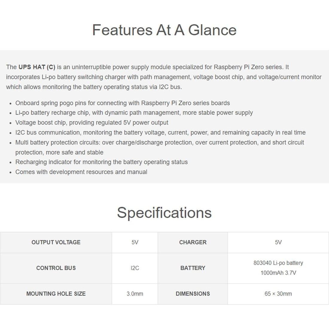 Módulo UPS HAT Waveshare para Raspberry Pi Zero 5V