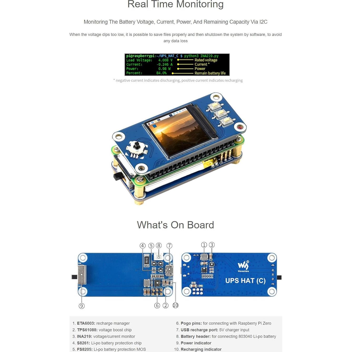 Módulo UPS HAT Waveshare para Raspberry Pi Zero 5V