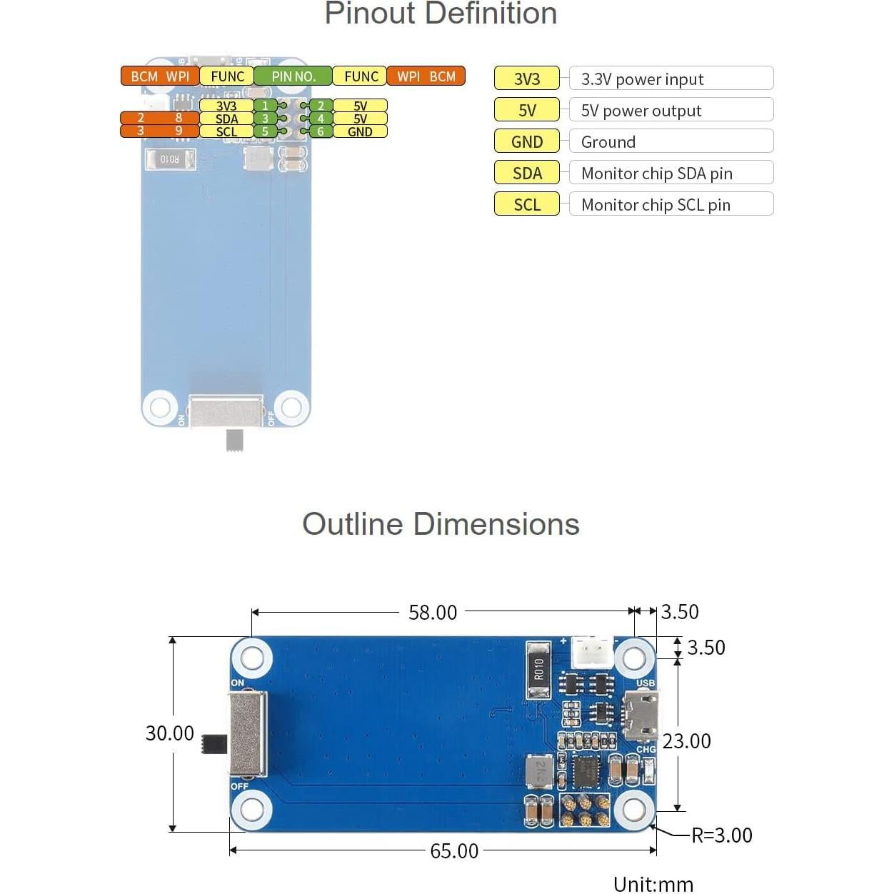 Módulo UPS HAT Waveshare para Raspberry Pi Zero 5V