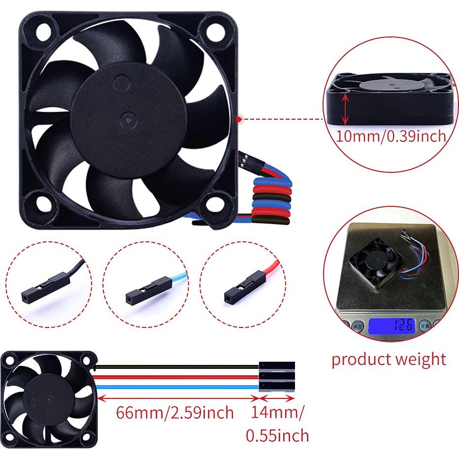 Ventilador PWM GeeekPi 40x40x10mm 2PCS 5V para Raspberry Pi