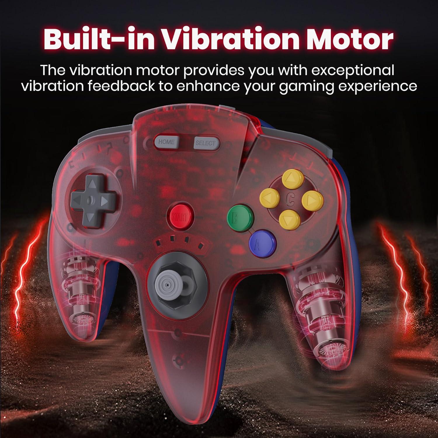 Controlador Inalámbrico N64 SAFFUN Rojo Transparente USB