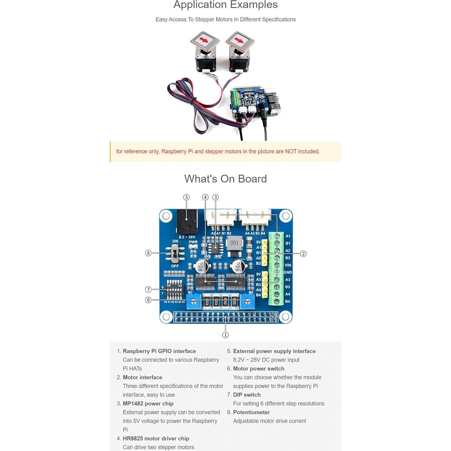 Controlador de Motor Paso a Paso HAT Waveshare HR8825 para Raspberry Pi