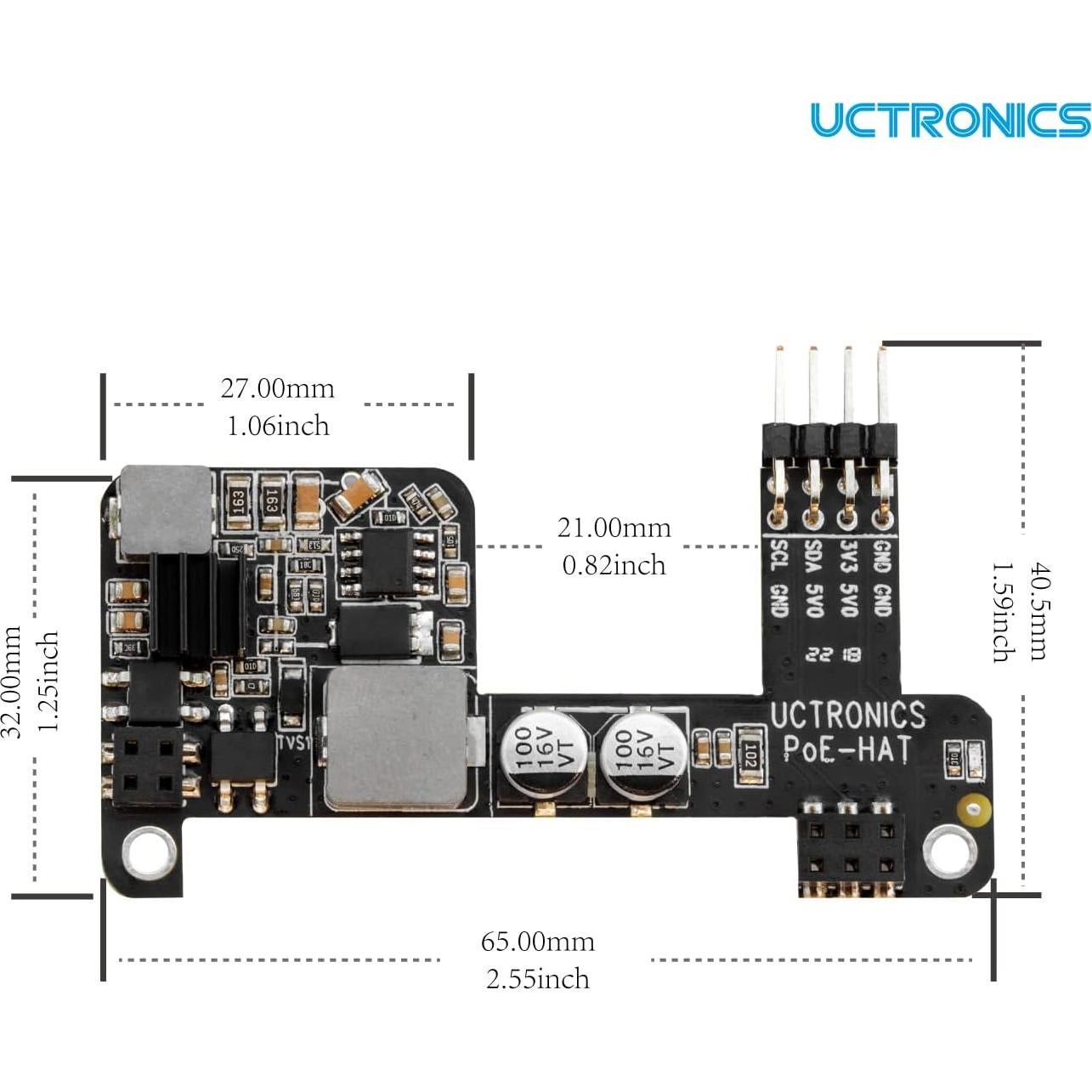 UCTRONICS PoE HAT para Raspberry Pi 4B/3B+ 12.5W