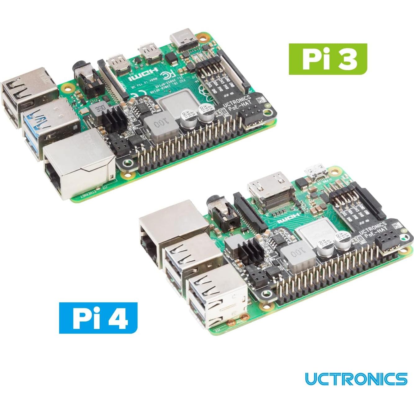 UCTRONICS PoE HAT para Raspberry Pi 4B/3B+ 12.5W