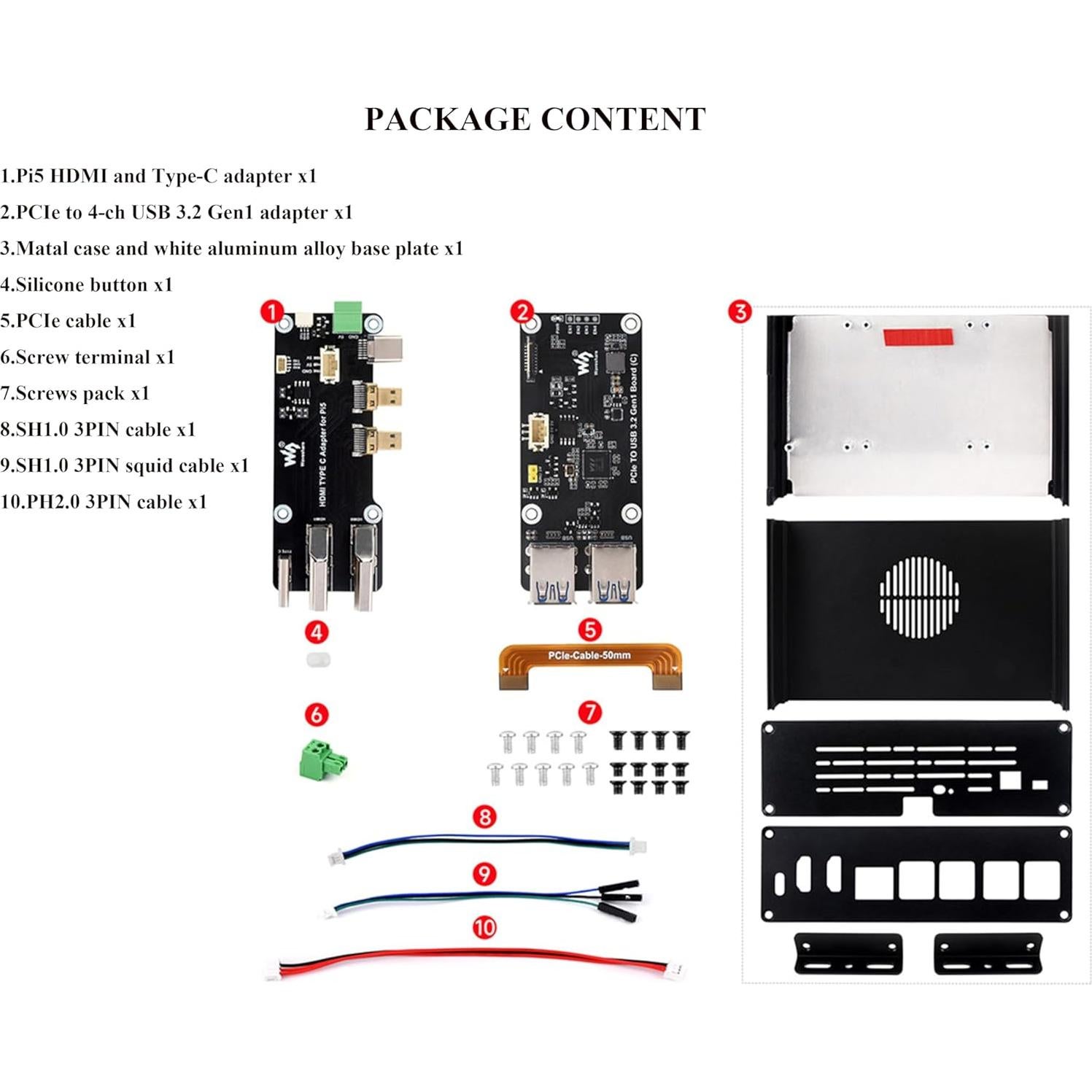 Kit Mini-Computadora Multifuncional Wonrabai Pi5 Módulo BOX-B