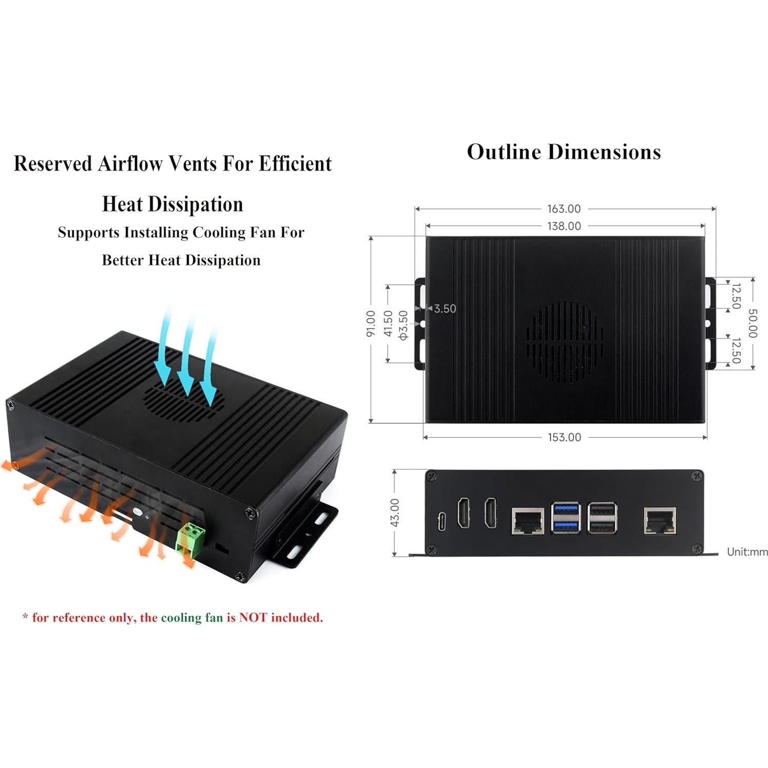 Kit Mini-Computadora Multifuncional Wonrabai Pi5 Módulo BOX-B