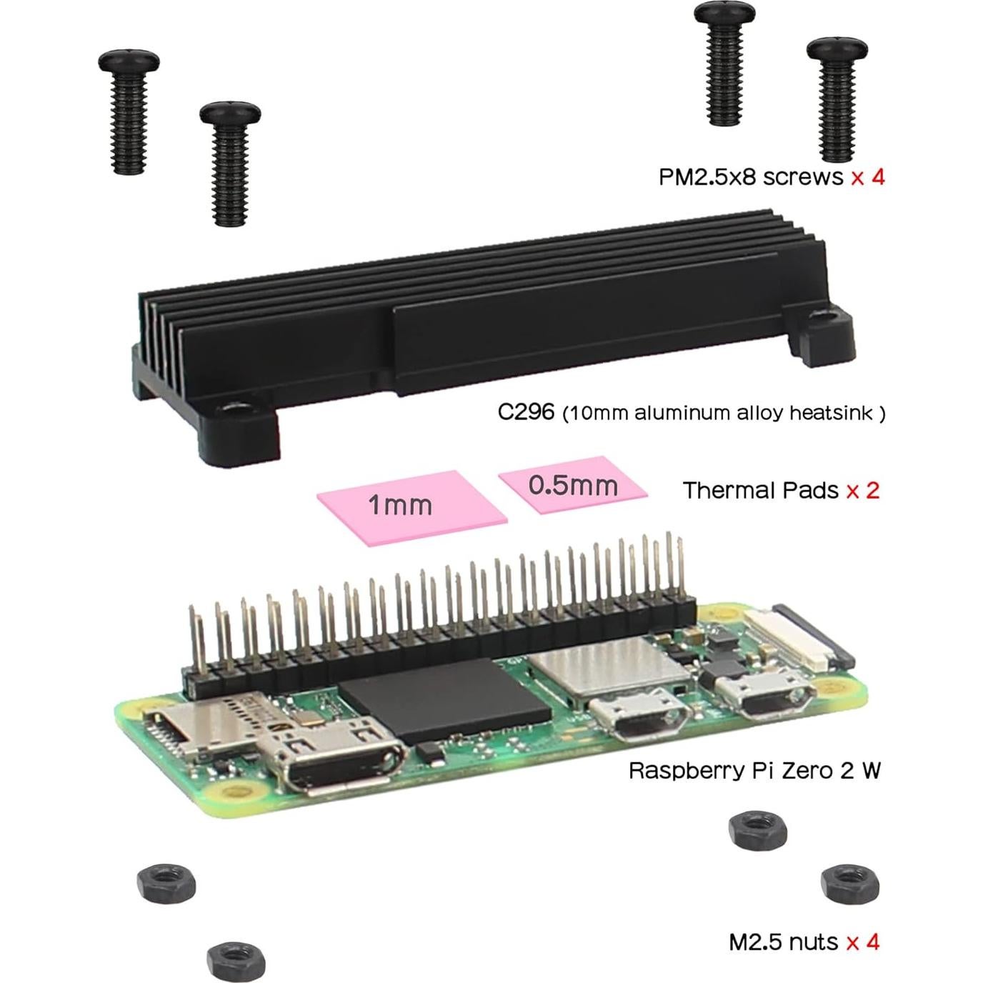 Disipador de Calor Geekworm C296 Aluminio 10mm Raspberry Pi