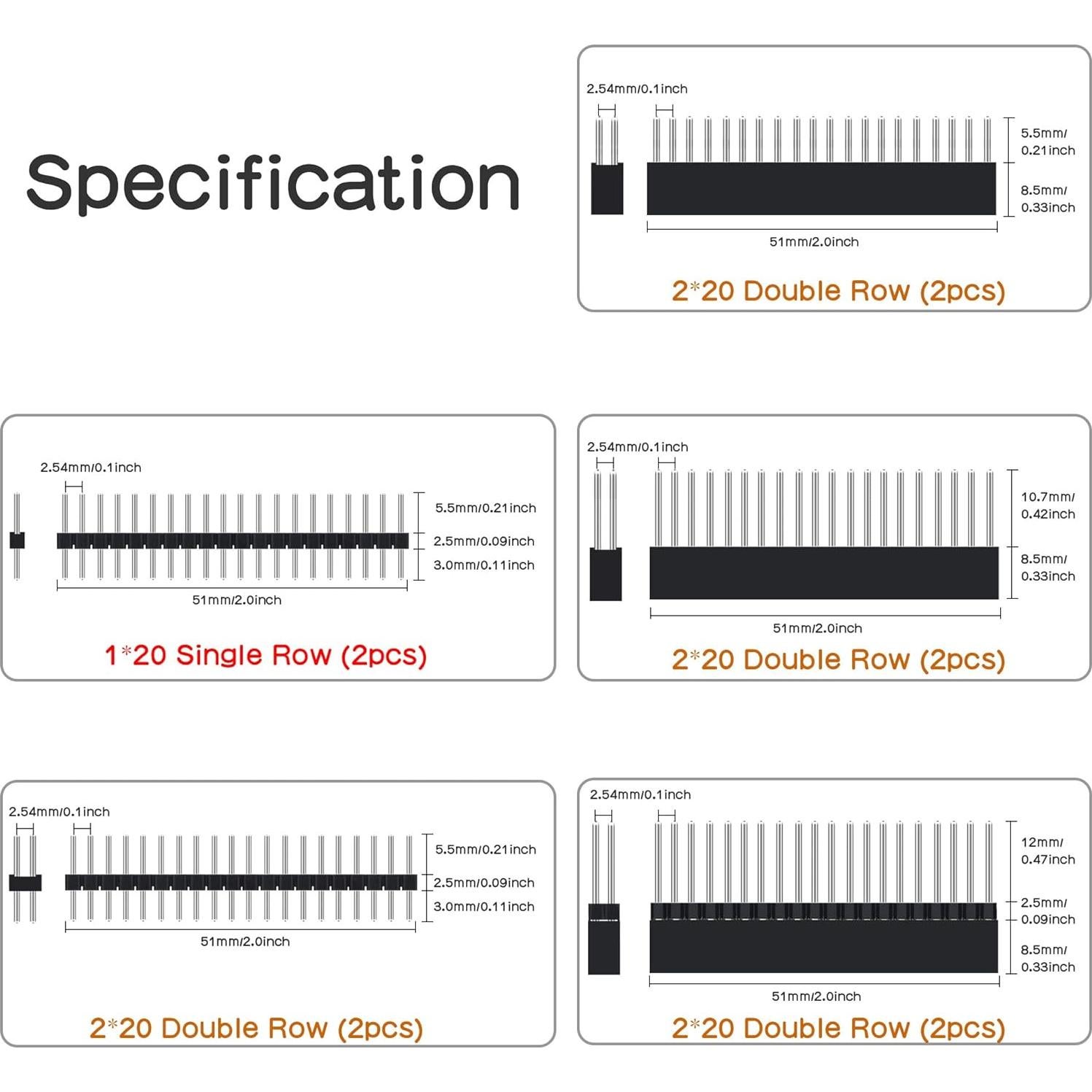 Kit de encabezado apilable 2x20 Geekworm para Raspberry Pi