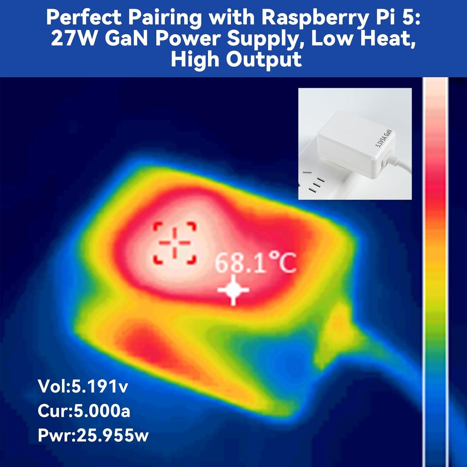 Fuente de Alimentación USB-C 27W SunFounder para Raspberry Pi 5