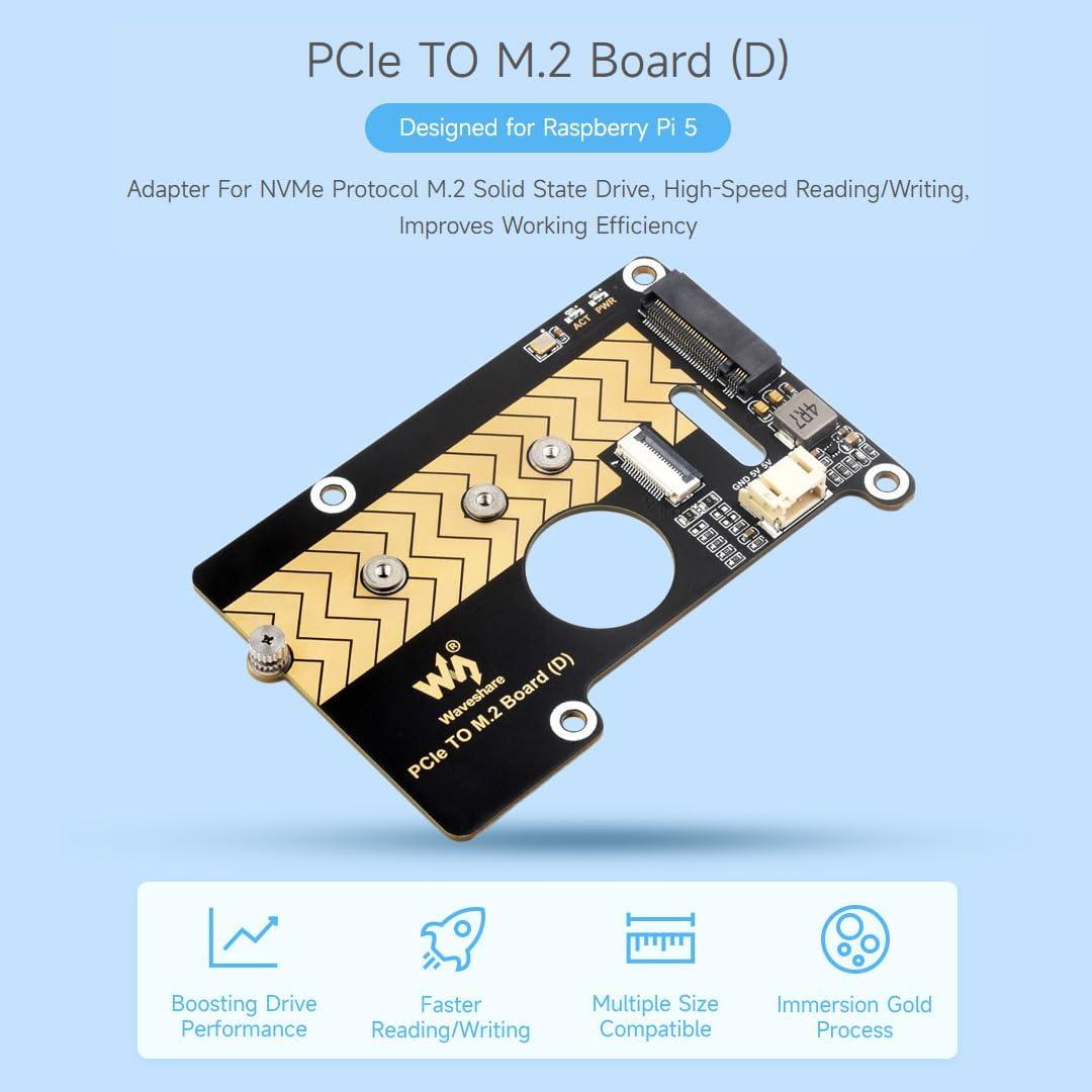 Placa adaptadora PCIe a M.2 Waveshare para Raspberry Pi 5