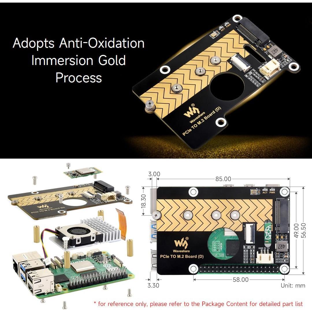 Placa adaptadora PCIe a M.2 Waveshare para Raspberry Pi 5