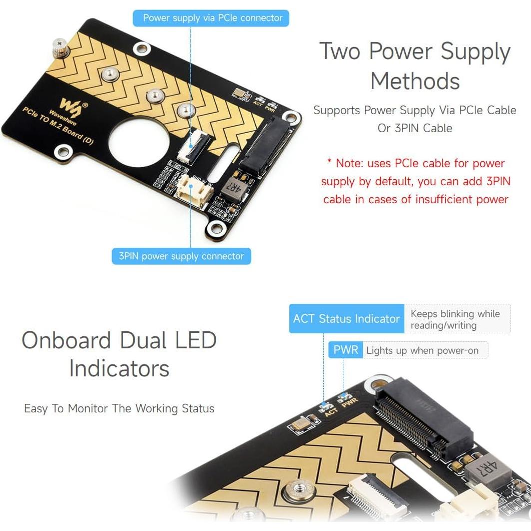 Placa adaptadora PCIe a M.2 Waveshare para Raspberry Pi 5