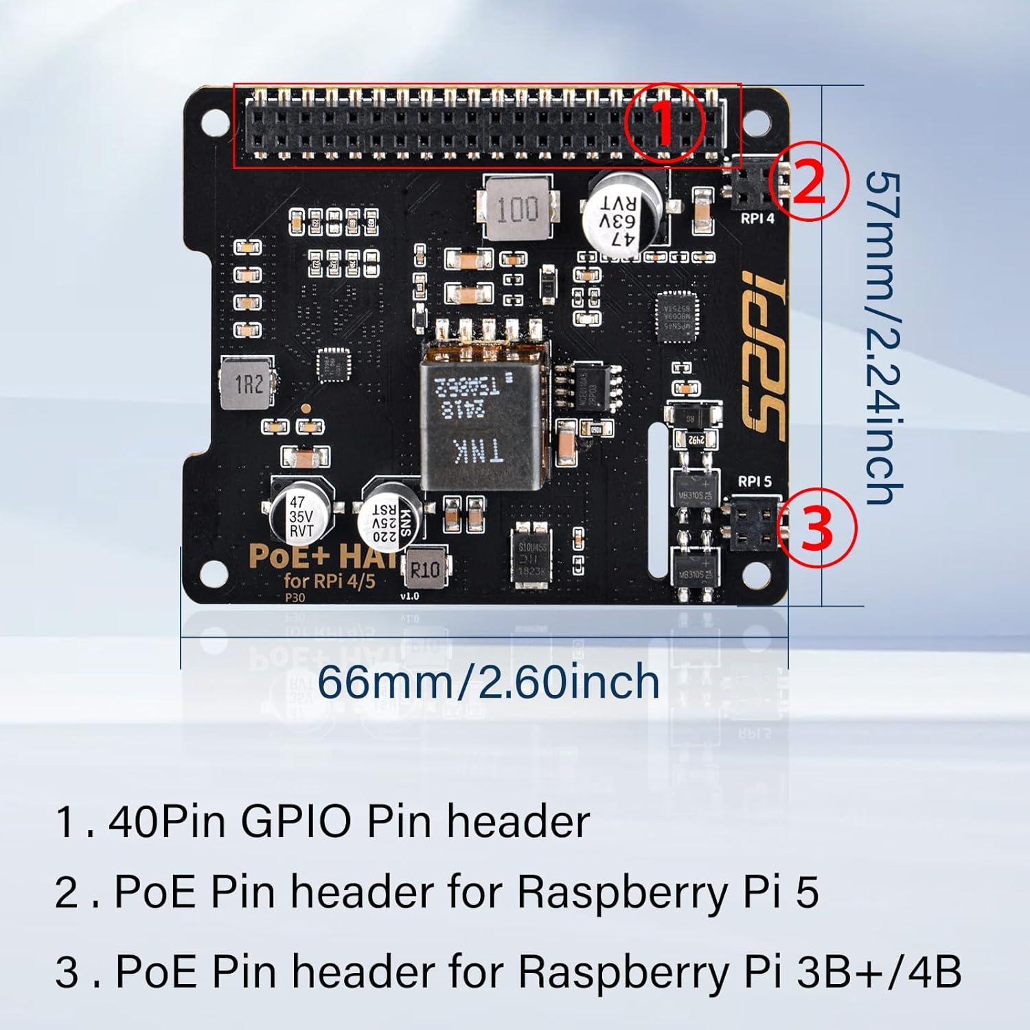 HAT PoE+ GeeekPi P30 con enfriador activo para Raspberry Pi 5
