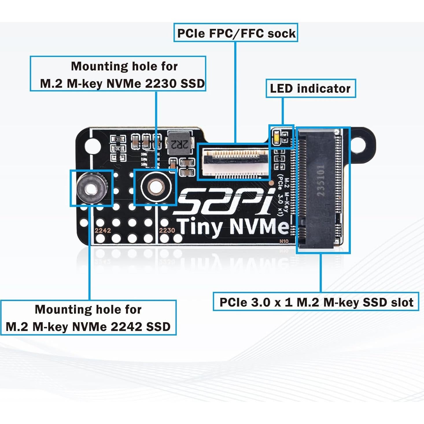 Placa Adaptadora GeeekPi N10 para SSD NVMe M.2 Raspberry Pi 5