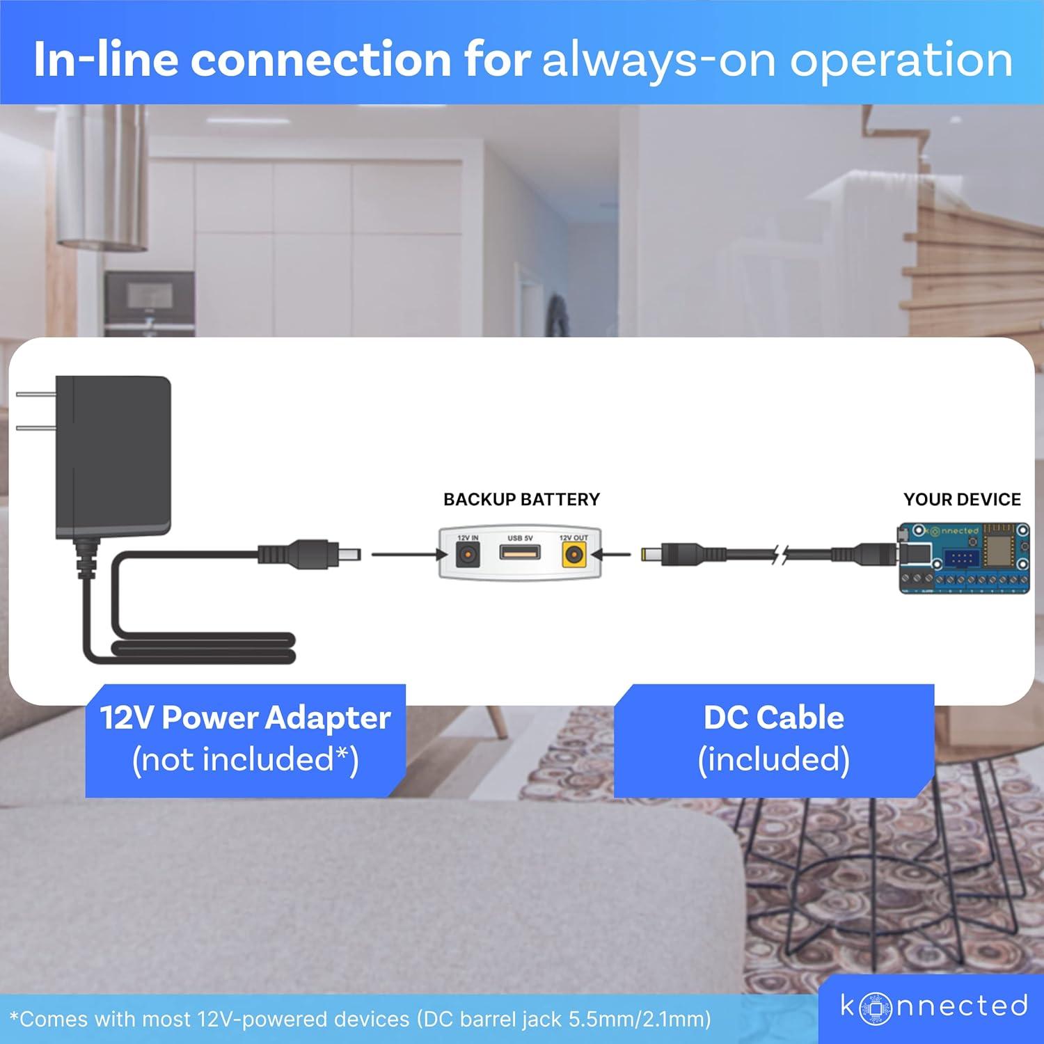 Batería de Respaldo UPS Konnected 7800mAh 12V DC
