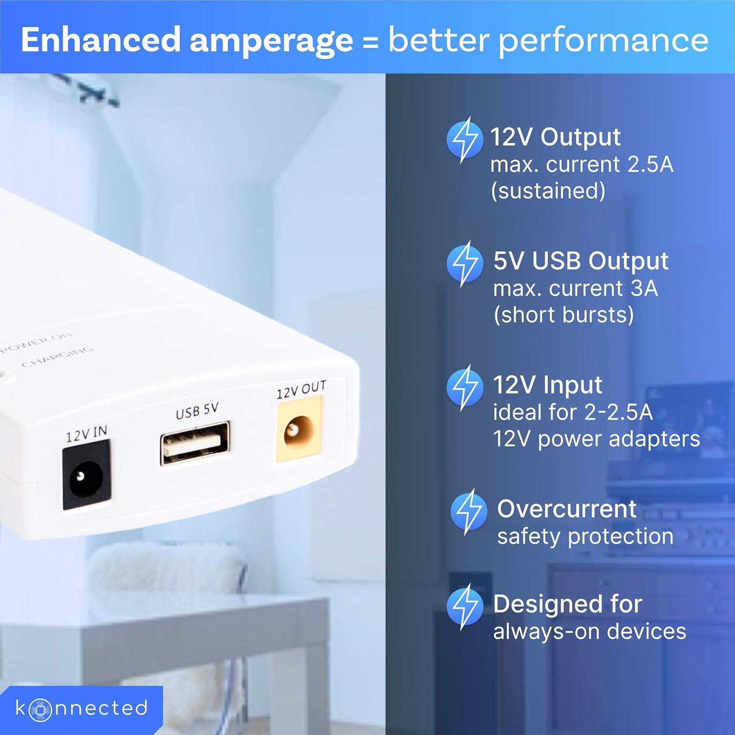 Batería de Respaldo UPS Konnected 7800mAh 12V DC