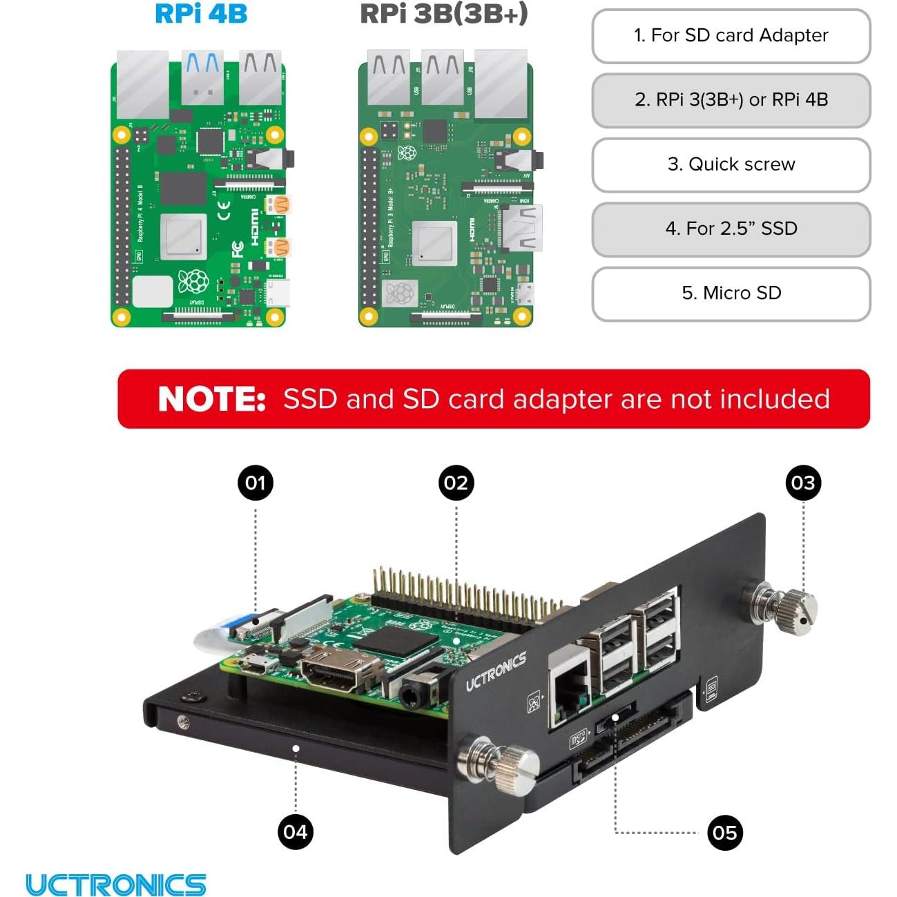 UCTRONICS Clúster para Raspberry Pi RM0002 con Ventilador LED