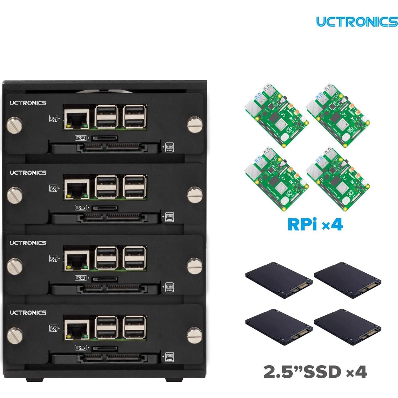 UCTRONICS Clúster para Raspberry Pi RM0002 con Ventilador LED
