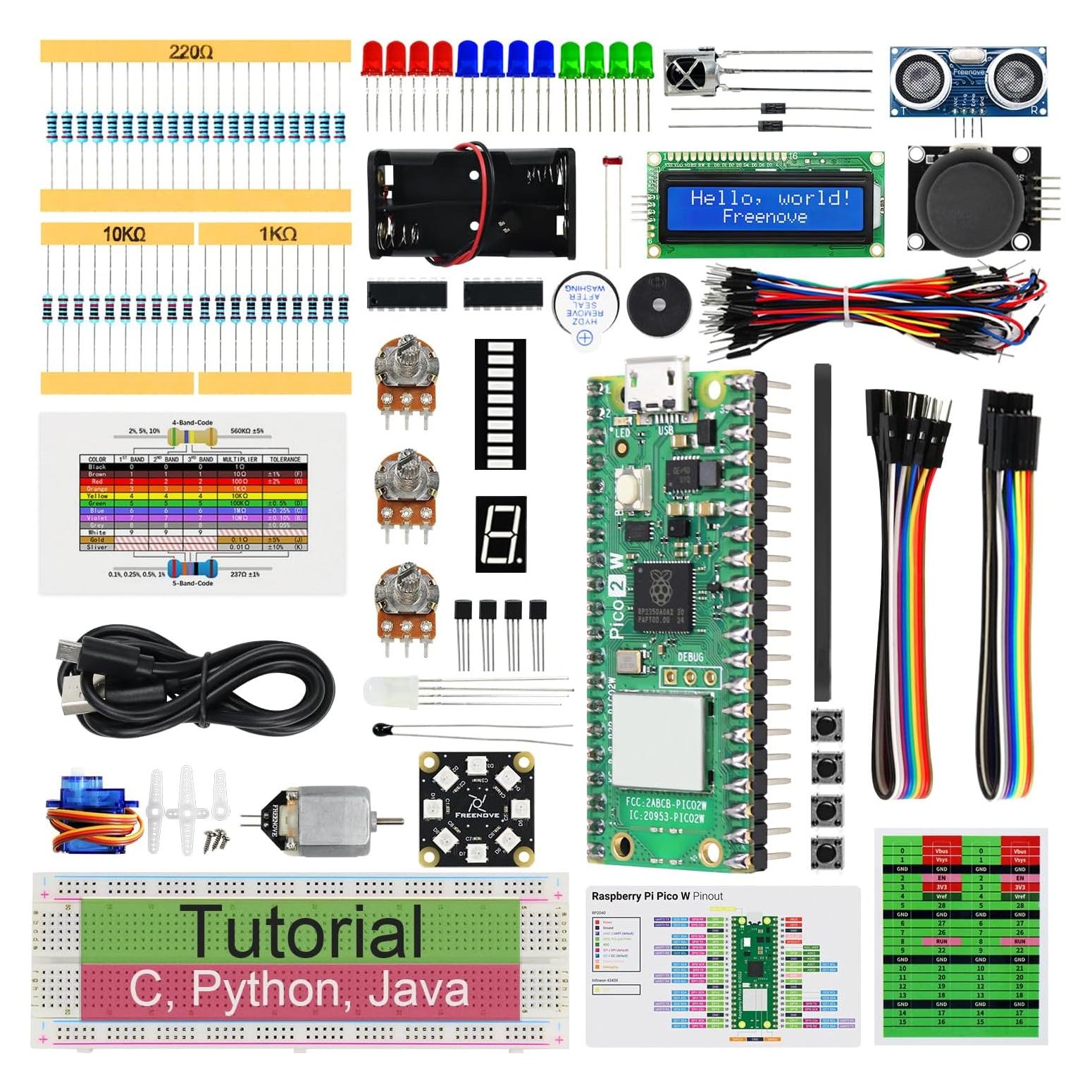 Kit de Inicio FREENOVE para Raspberry Pi Pico 2 W - 177 Artículos