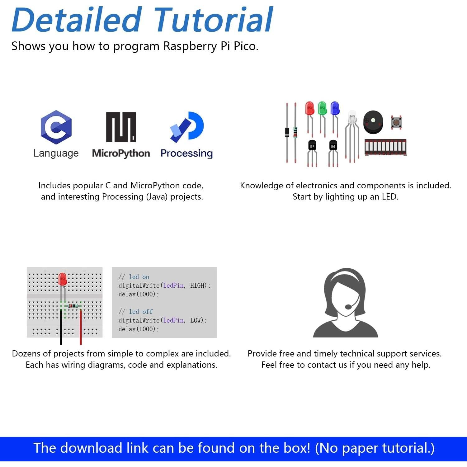 Kit de Inicio FREENOVE para Raspberry Pi Pico 2 W - 177 Artículos