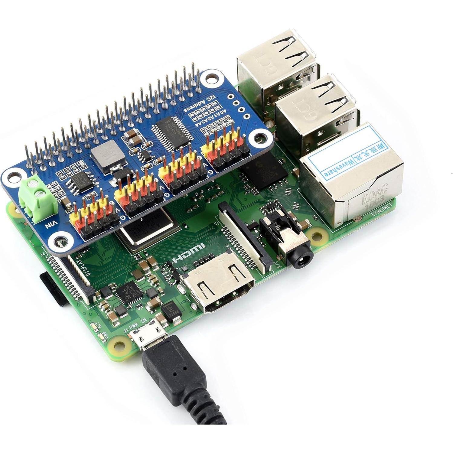 Controlador de Servo HAT Waveshare para Raspberry Pi 16 Canales