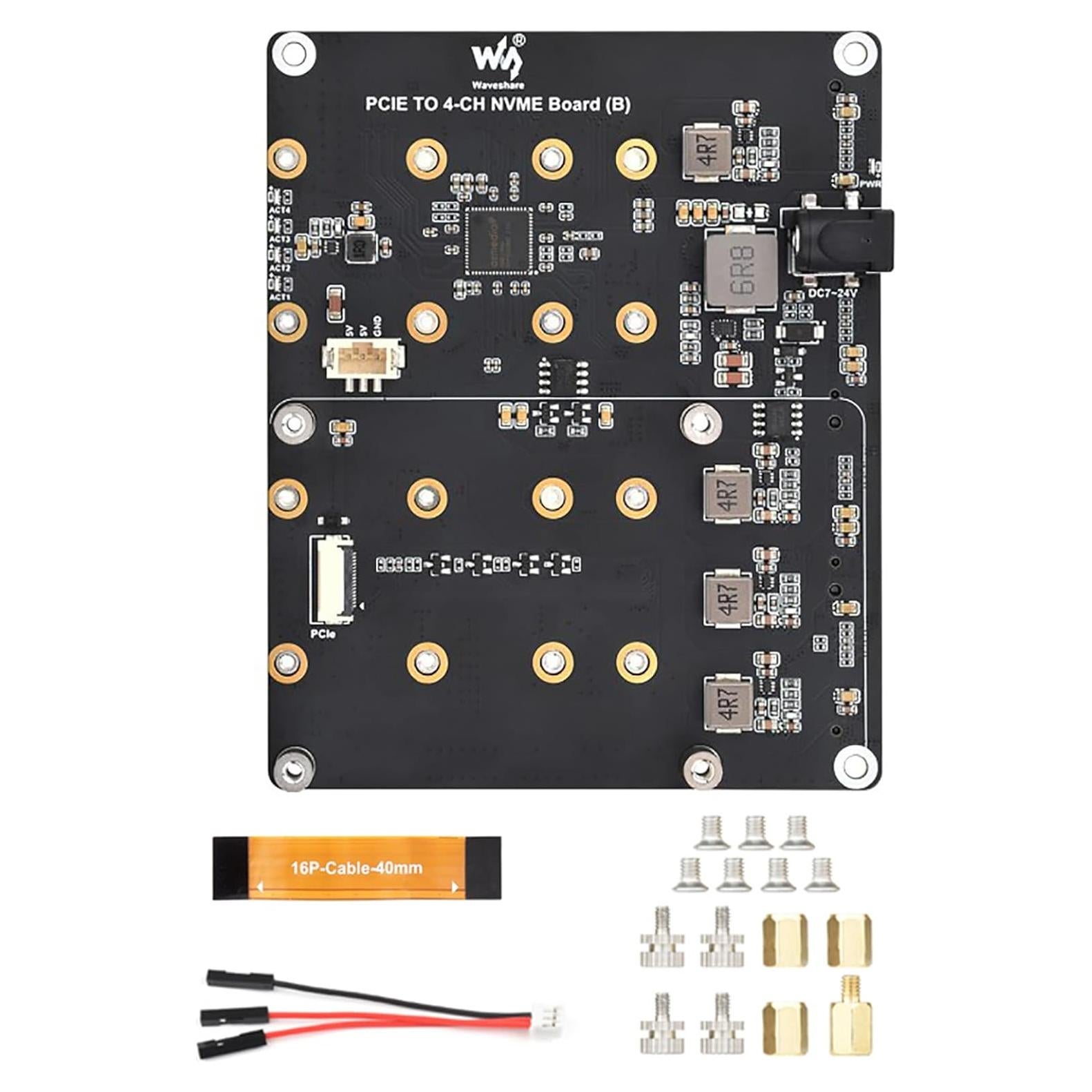 Adaptador PCIe a 4-Ch NVMe M.2 Coolwell para Raspberry Pi 5