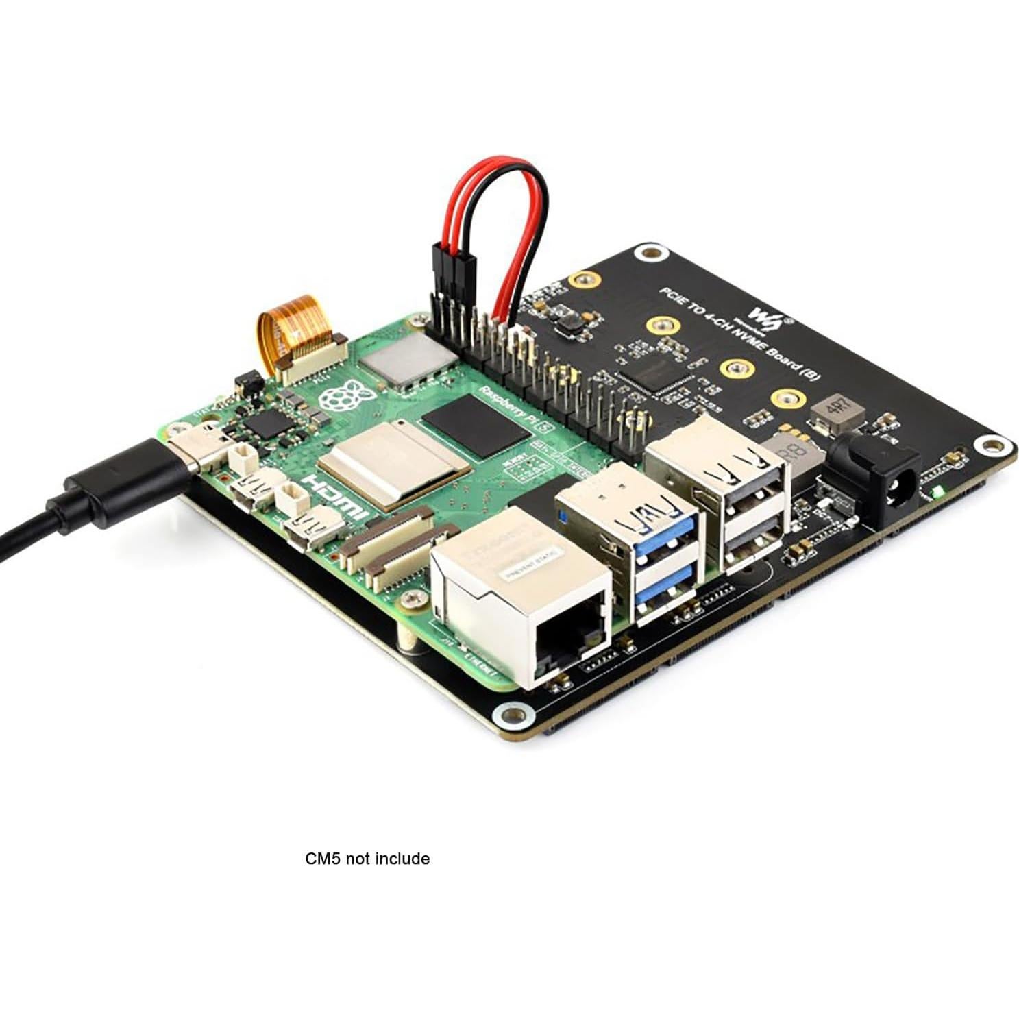 Adaptador PCIe a 4-Ch NVMe M.2 Coolwell para Raspberry Pi 5