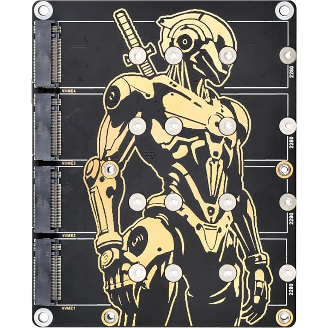 Adaptador PCIe a 4-Ch NVMe M.2 Coolwell para Raspberry Pi 5