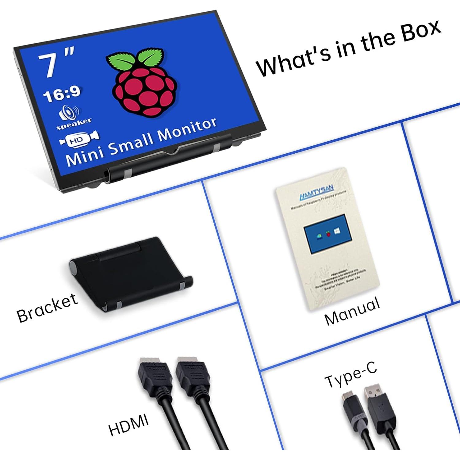 Monitor LCD 7" HAMTYSAN HDMI 800x480 para Raspberry Pi