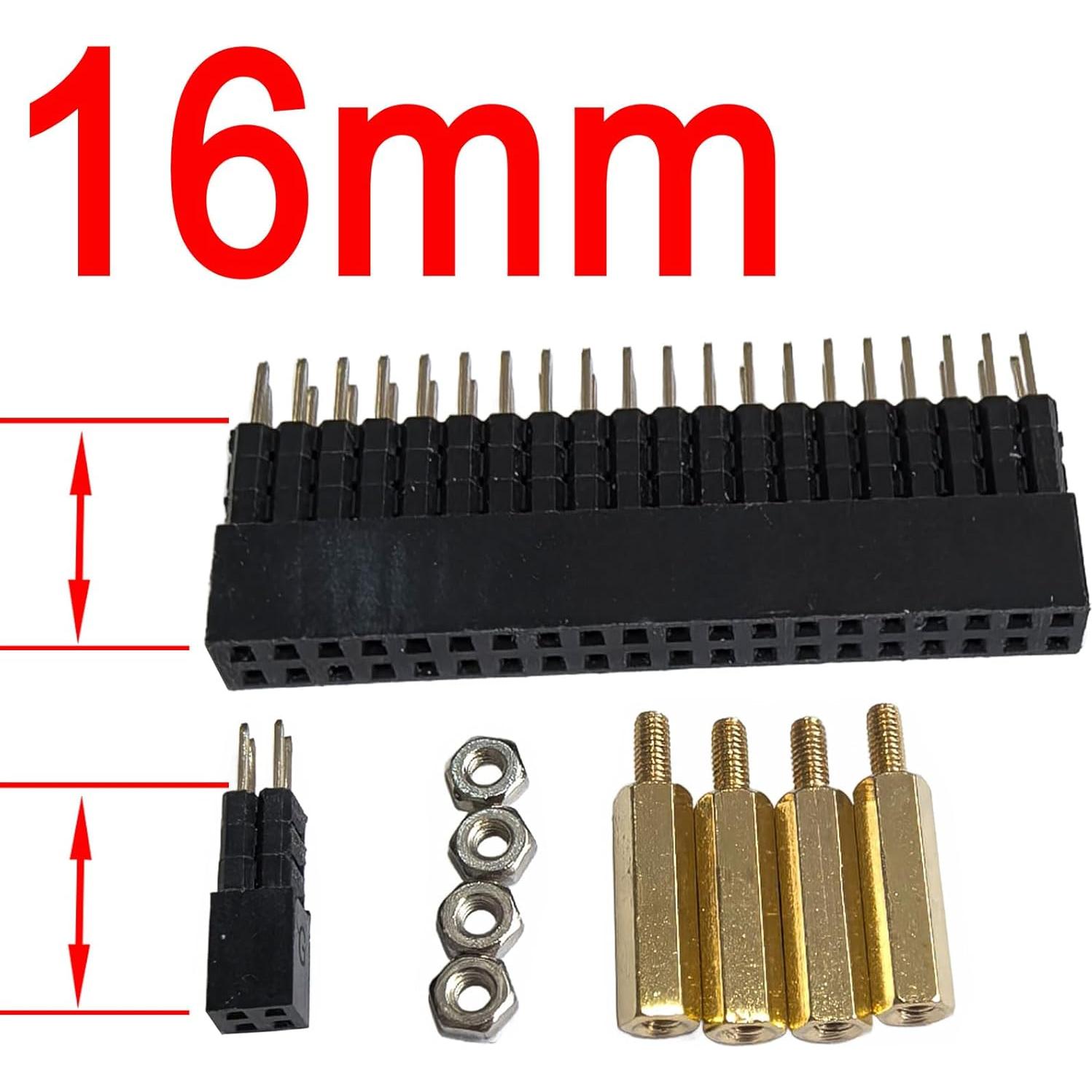 Aumentador de altura GPIO y PoE DSLRKIT 16mm para Raspberry Pi 5/4B/3B+