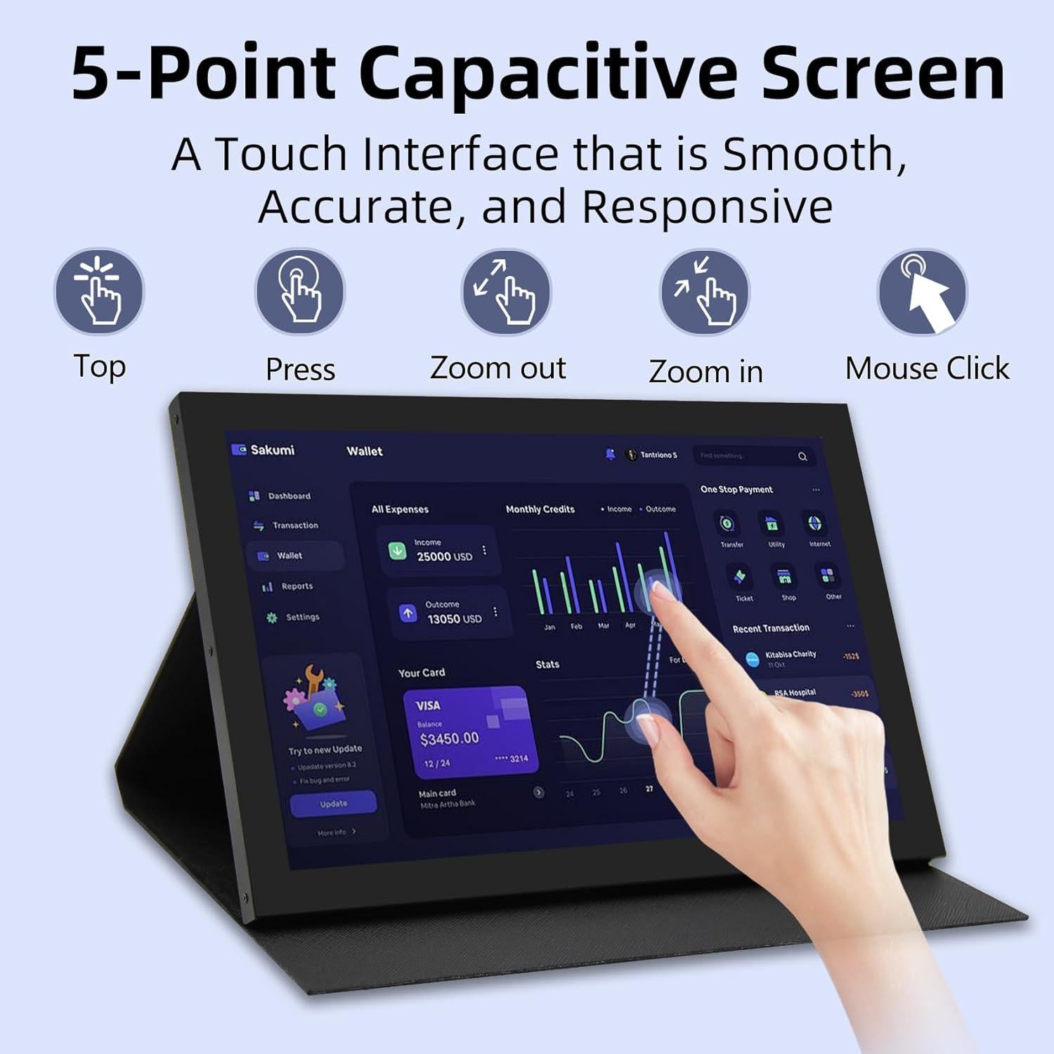 Monitor Táctil Portátil iPitBit 10.1" 1280x800 HDMI con Altavoces