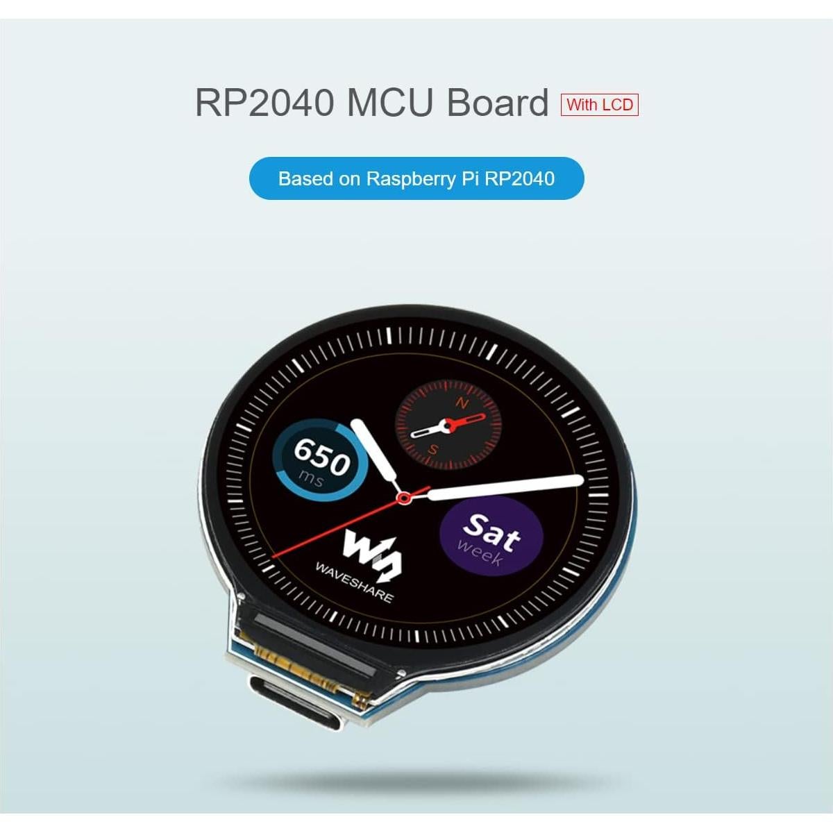 Placa MCU Waveshare RP2040 con LCD 1.28" 240x240 IPS