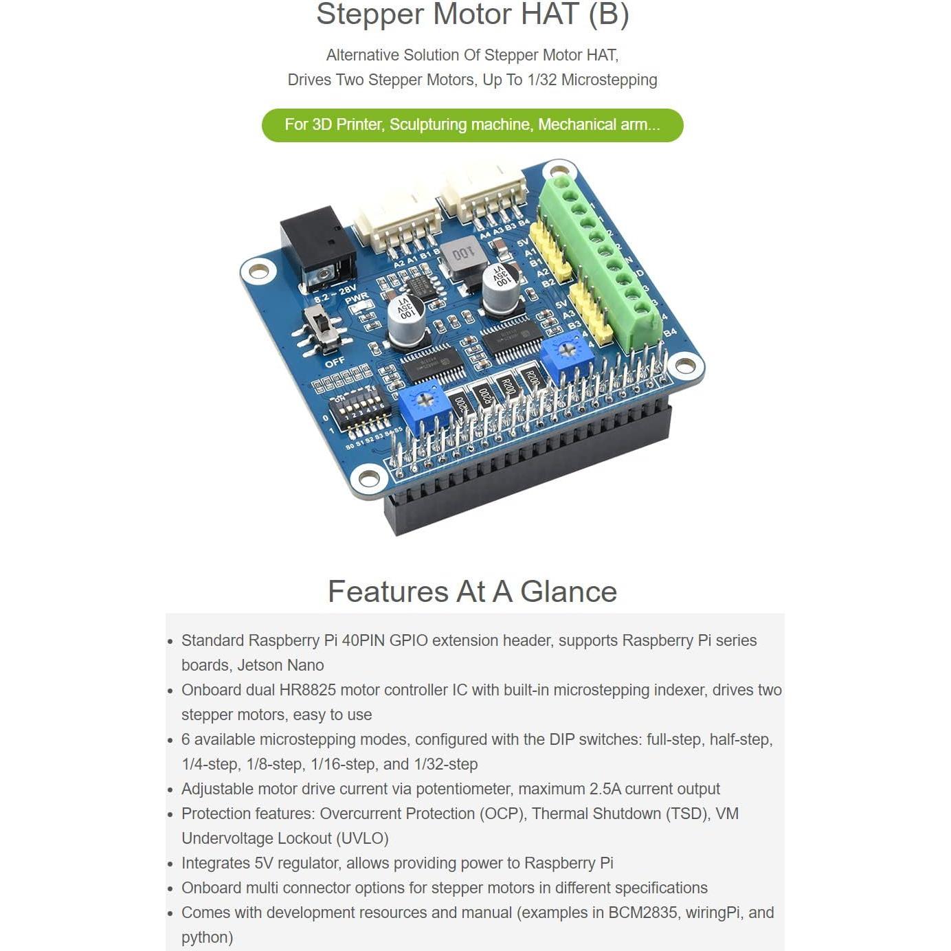 Controlador de Motor Paso a Paso HAT Waveshare HRB8825 2.5A