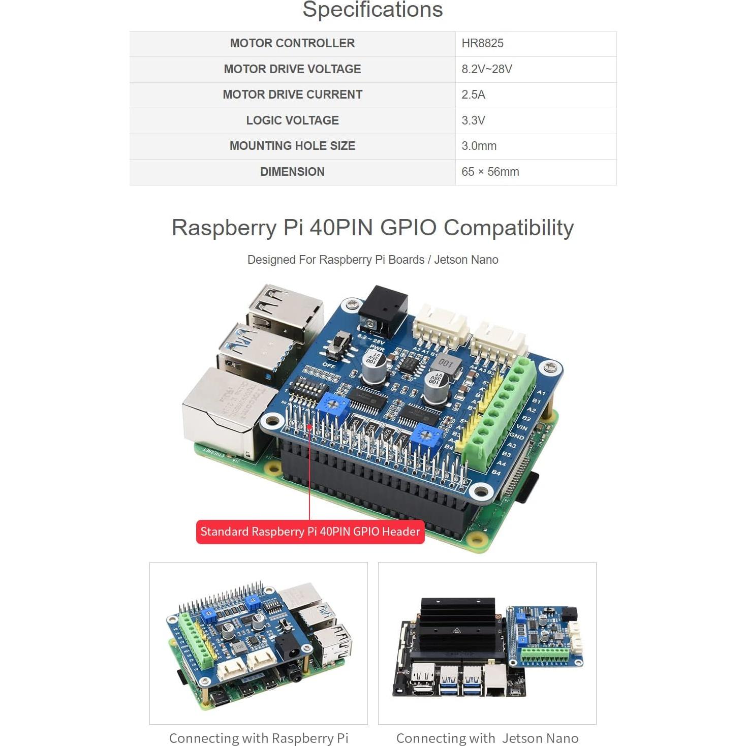 Controlador de Motor Paso a Paso HAT Waveshare HRB8825 2.5A